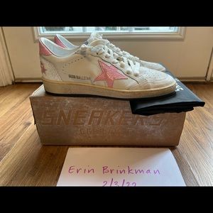 Golden Goose white & pink crackle Ball Stars ~ BNIB ~ Rare Unicorn 🦄 Pair! 🌟
